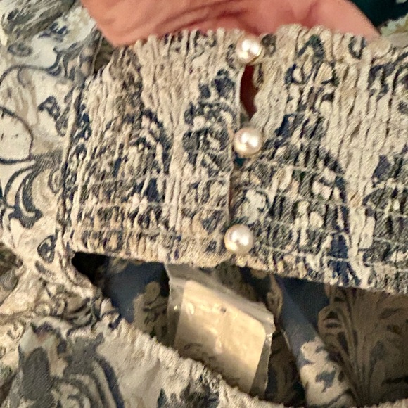 Free People Blue and Gray Floral Jacquard Top - Picture 5 of 7